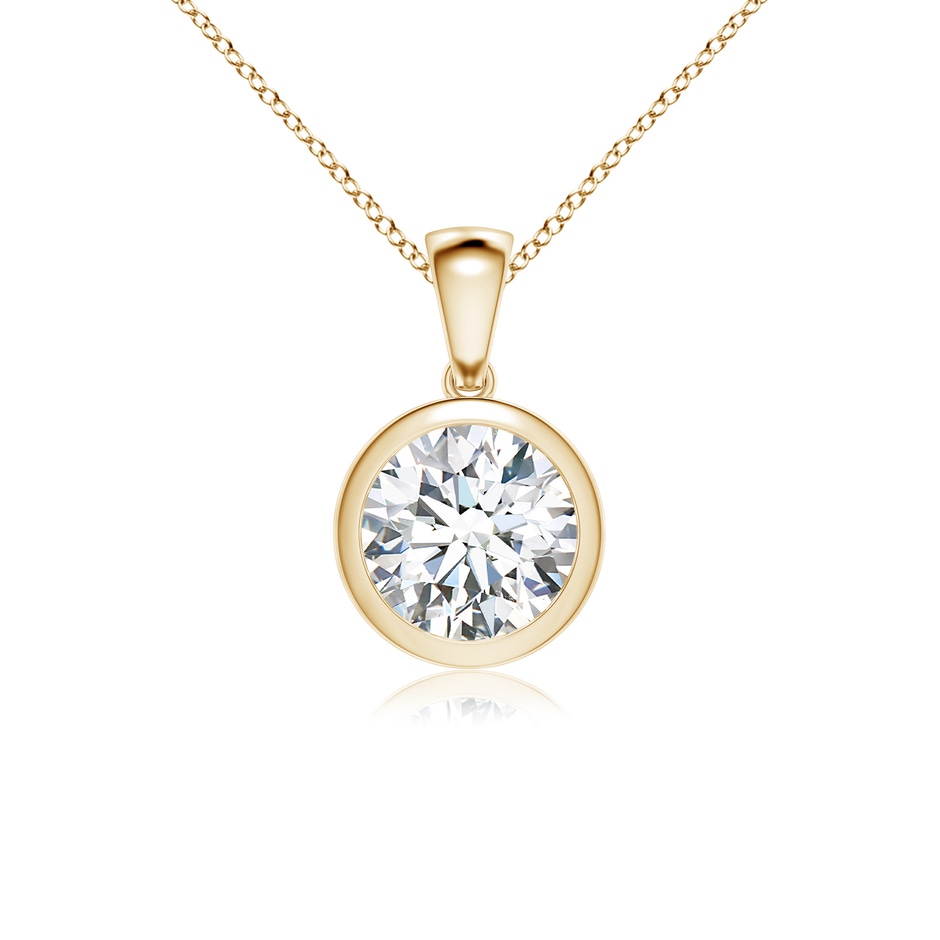 8mm FGVS Lab-Grown Bezel-Set Round Diamond Solitaire Pendant in 18K Yellow Gold 