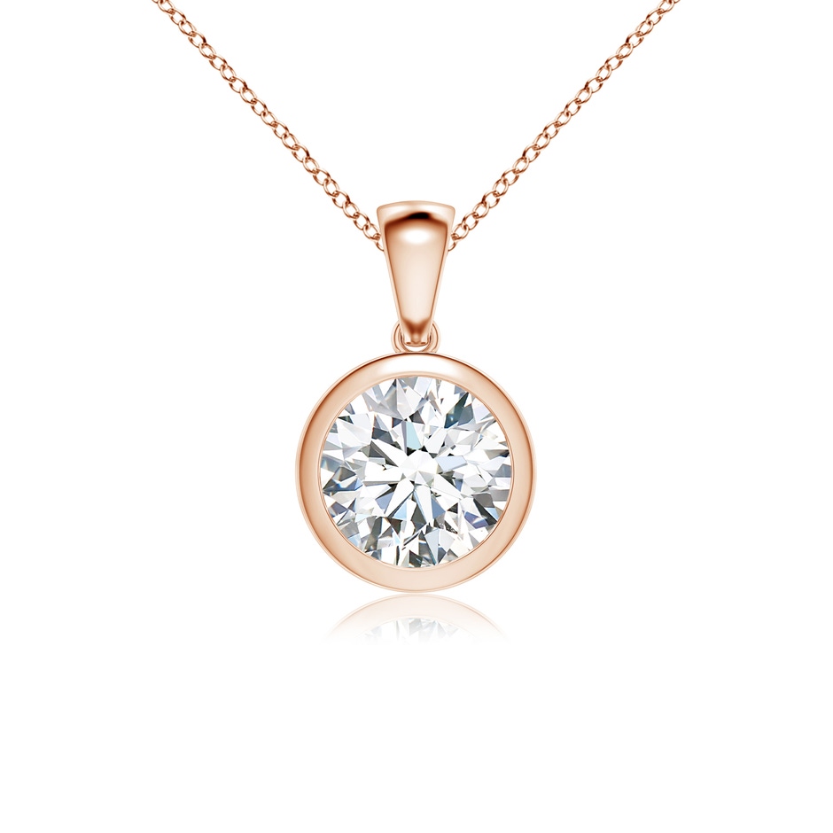 8mm FGVS Lab-Grown Bezel-Set Round Diamond Solitaire Pendant in Rose Gold 