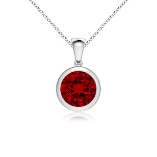 8mm Labgrown Bezel-Set Round Lab-Grown Ruby Solitaire Pendant in P950 Platinum