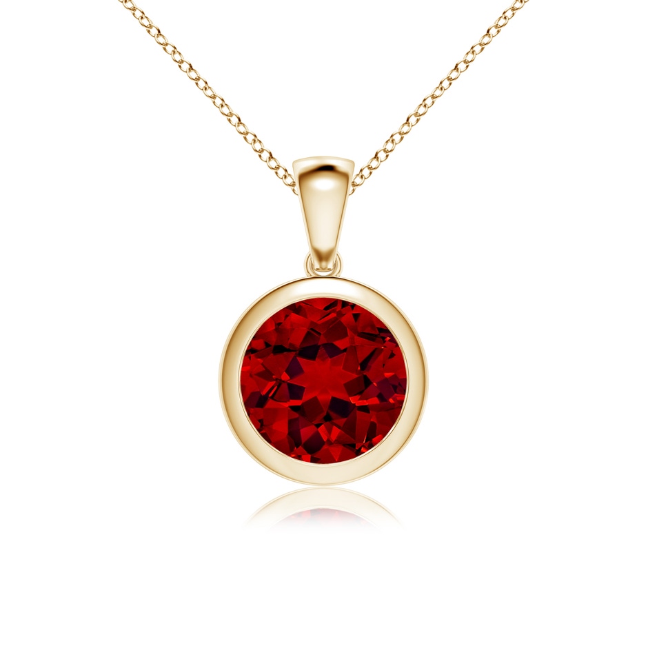 9mm Labgrown Bezel-Set Round Lab-Grown Ruby Solitaire Pendant in Yellow Gold 