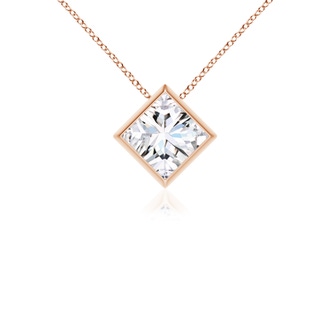 5.5mm FGVS Bezel-Set Princess-Cut Lab-Grown Diamond Solitaire Pendant in 9K Rose Gold