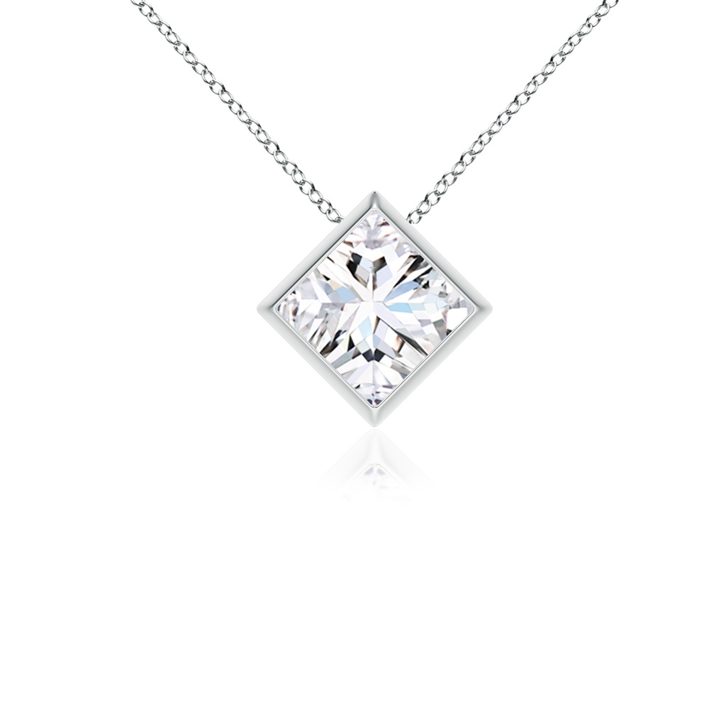 5.5mm FGVS Bezel-Set Princess-Cut Lab-Grown Diamond Solitaire Pendant in White Gold