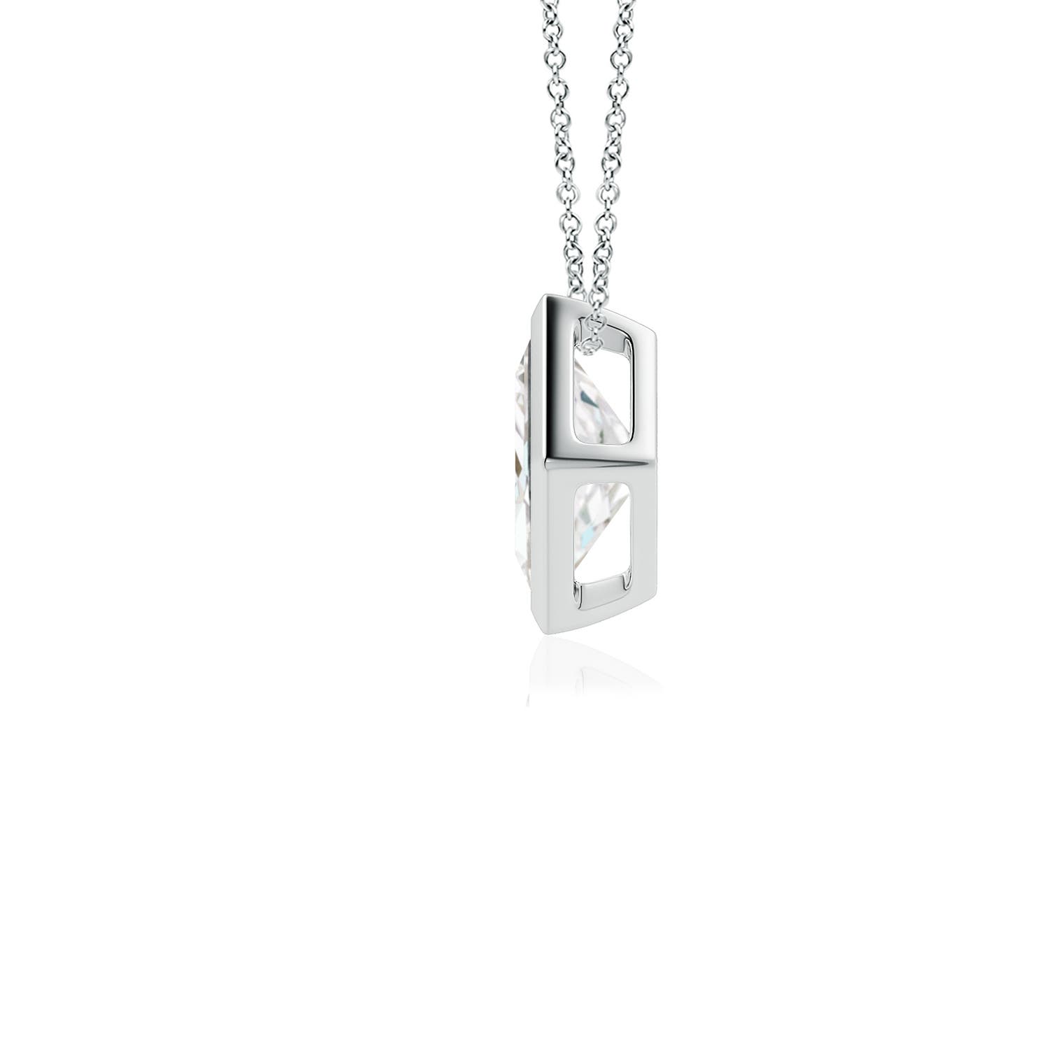 5.5mm FGVS Bezel-Set Princess-Cut Lab-Grown Diamond Solitaire Pendant in White Gold - side 3