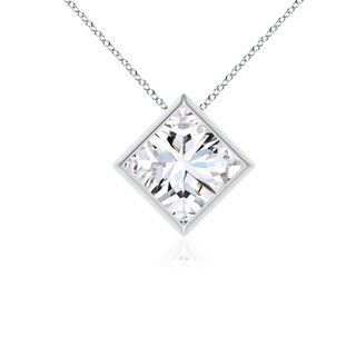 6.8mm FGVS Bezel-Set Princess-Cut Lab-Grown Diamond Solitaire Pendant in P950 Platinum