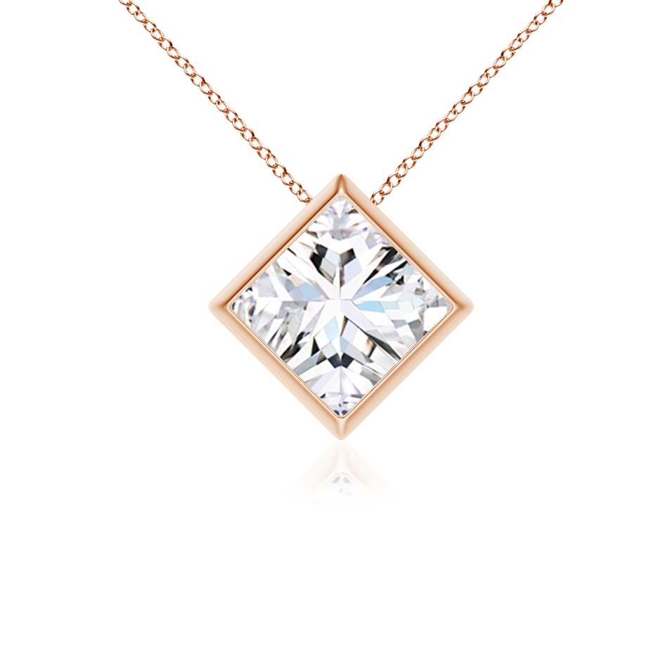 6.8mm FGVS Bezel-Set Princess-Cut Lab-Grown Diamond Solitaire Pendant in Rose Gold 