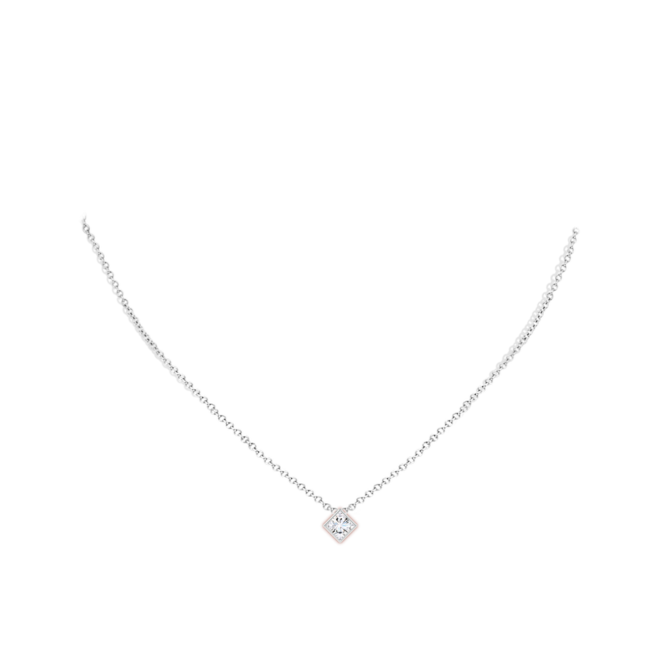 6.8mm FGVS Bezel-Set Princess-Cut Lab-Grown Diamond Solitaire Pendant in White Gold pen