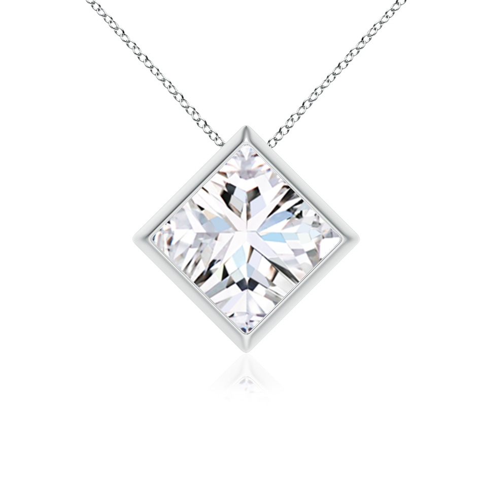 7.9mm FGVS Bezel-Set Princess-Cut Lab-Grown Diamond Solitaire Pendant in P950 Platinum 