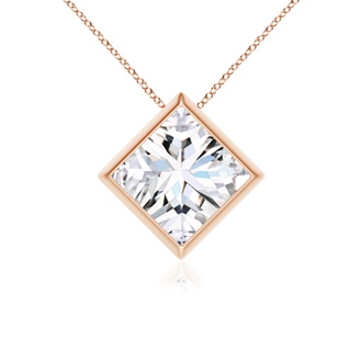 7.9mm FGVS Bezel-Set Princess-Cut Lab-Grown Diamond Solitaire Pendant in Rose Gold