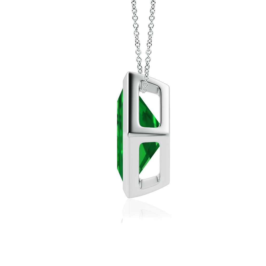 8mm Labgrown Bezel-Set Square Lab-Grown Emerald Solitaire Pendant in White Gold - side 199