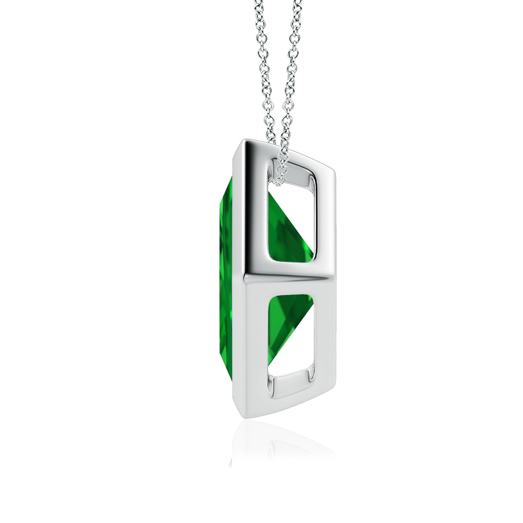 9mm Labgrown Bezel-Set Square Lab-Grown Emerald Solitaire Pendant in White Gold - side 199