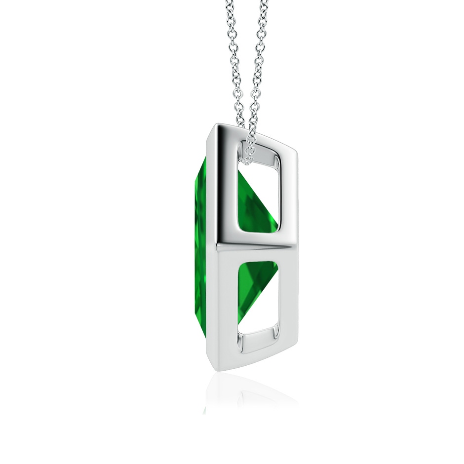 9mm Labgrown Bezel-Set Square Lab-Grown Emerald Solitaire Pendant in White Gold Side 199