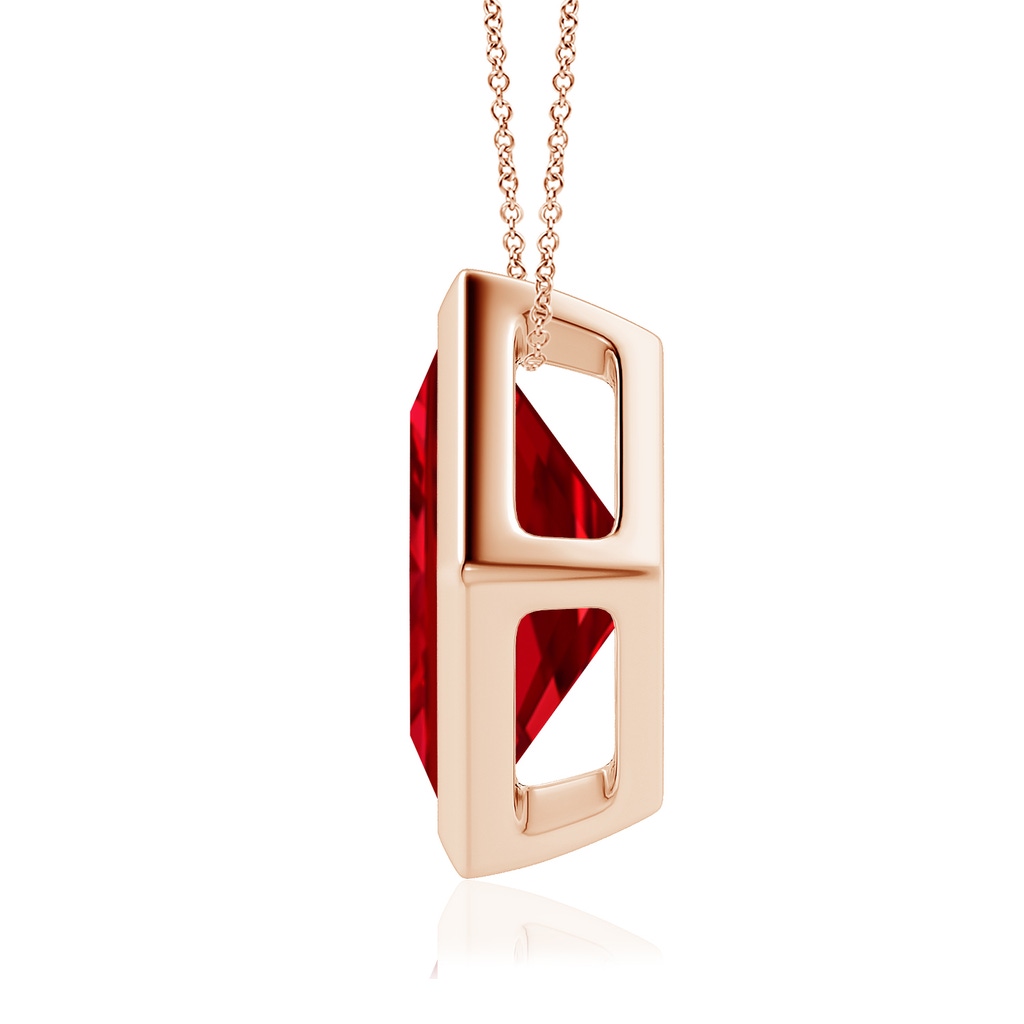 10mm Labgrown Bezel-Set Square Lab-Grown Ruby Solitaire Pendant in Rose Gold - side 199