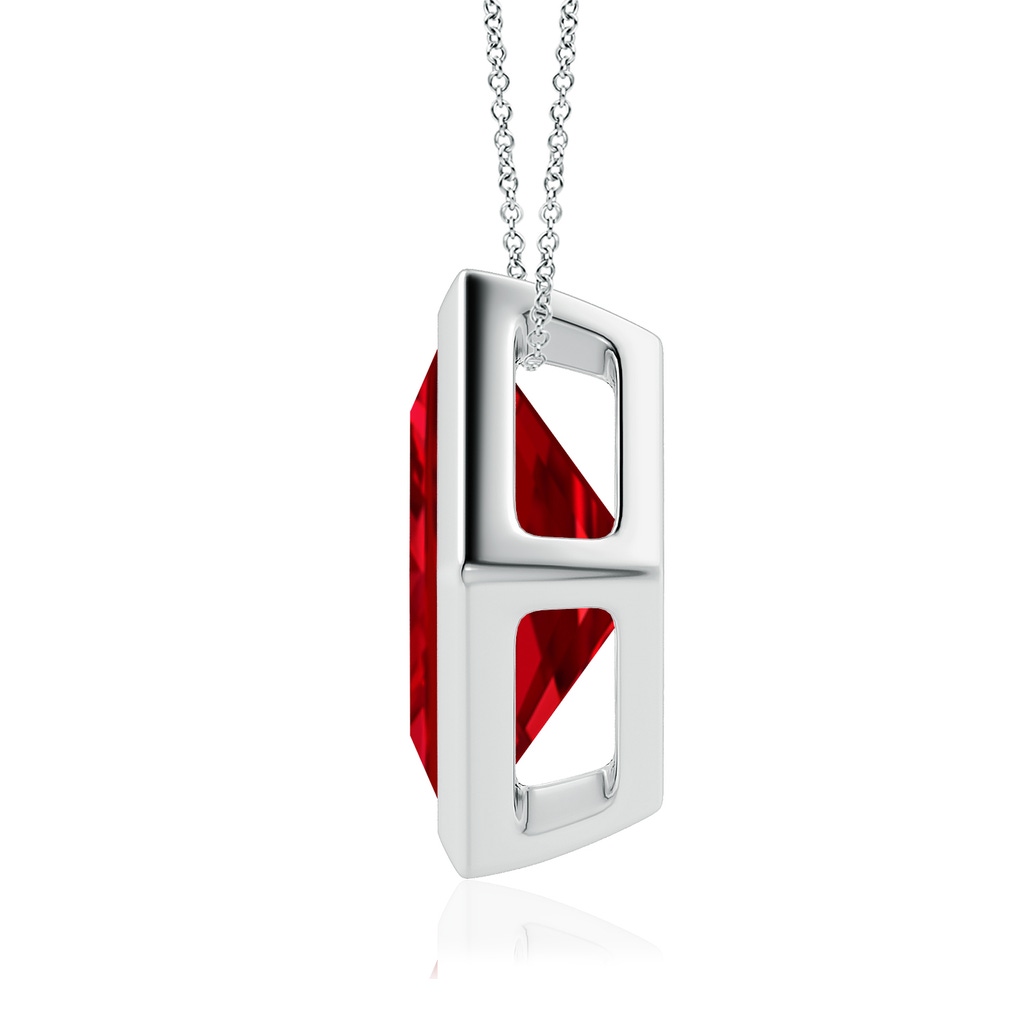 10mm Labgrown Bezel-Set Square Lab-Grown Ruby Solitaire Pendant in White Gold - side 199