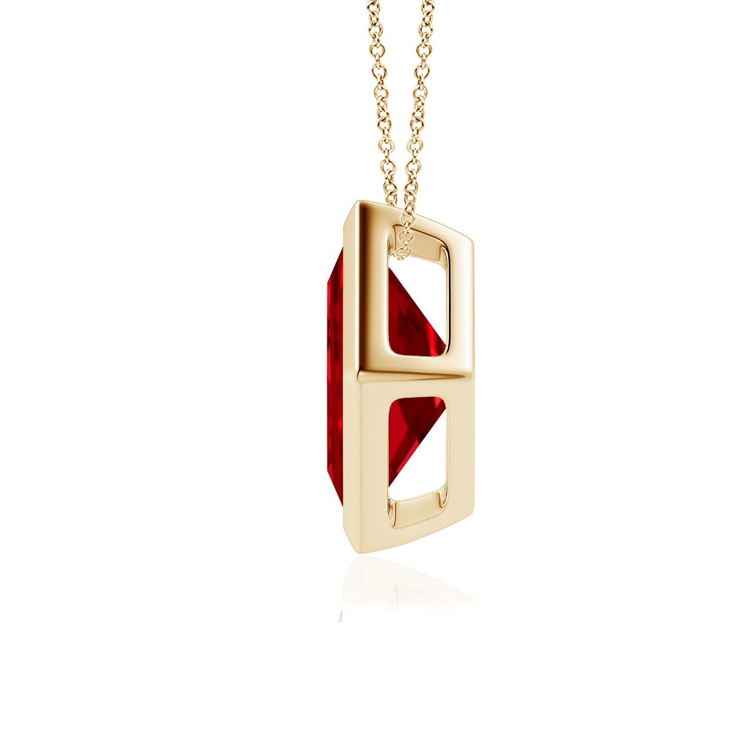 Bezel-Set Square Lab-Grown Ruby Solitaire Pendant