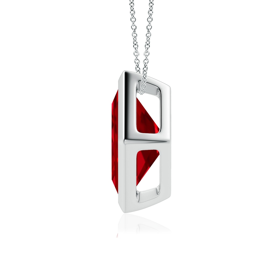 9mm Labgrown Bezel-Set Square Lab-Grown Ruby Solitaire Pendant in White Gold - side 199