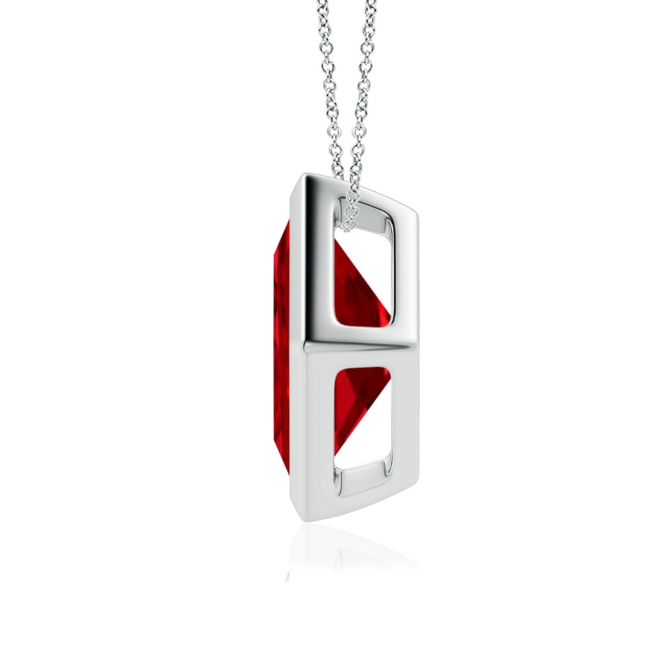 9mm Labgrown Bezel-Set Square Lab-Grown Ruby Solitaire Pendant in White Gold Side 199