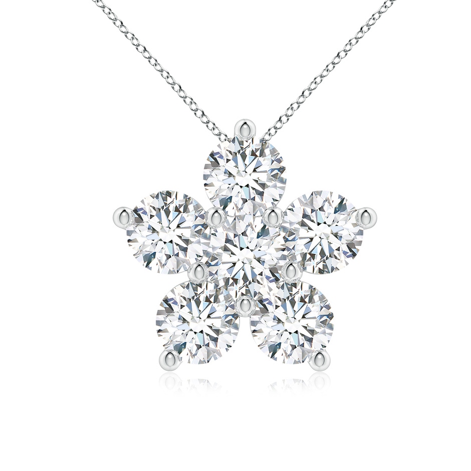 4.5mm FGVS Round Lab-Grown Diamond Floral Cluster Pendant in White Gold 