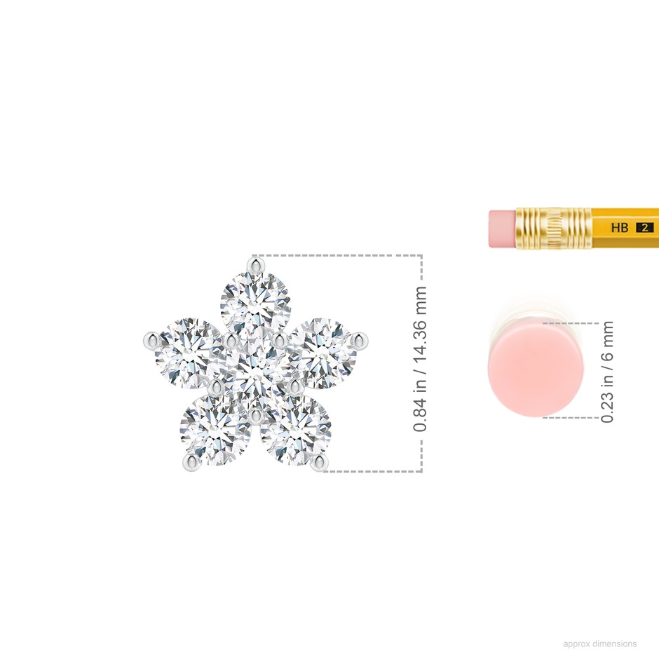 4.5mm FGVS Round Lab-Grown Diamond Floral Cluster Pendant in White Gold ruler