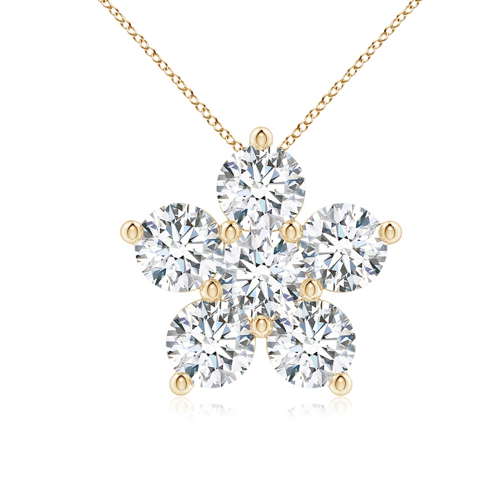 4.5mm FGVS Round Lab-Grown Diamond Floral Clustre Pendant in Yellow Gold