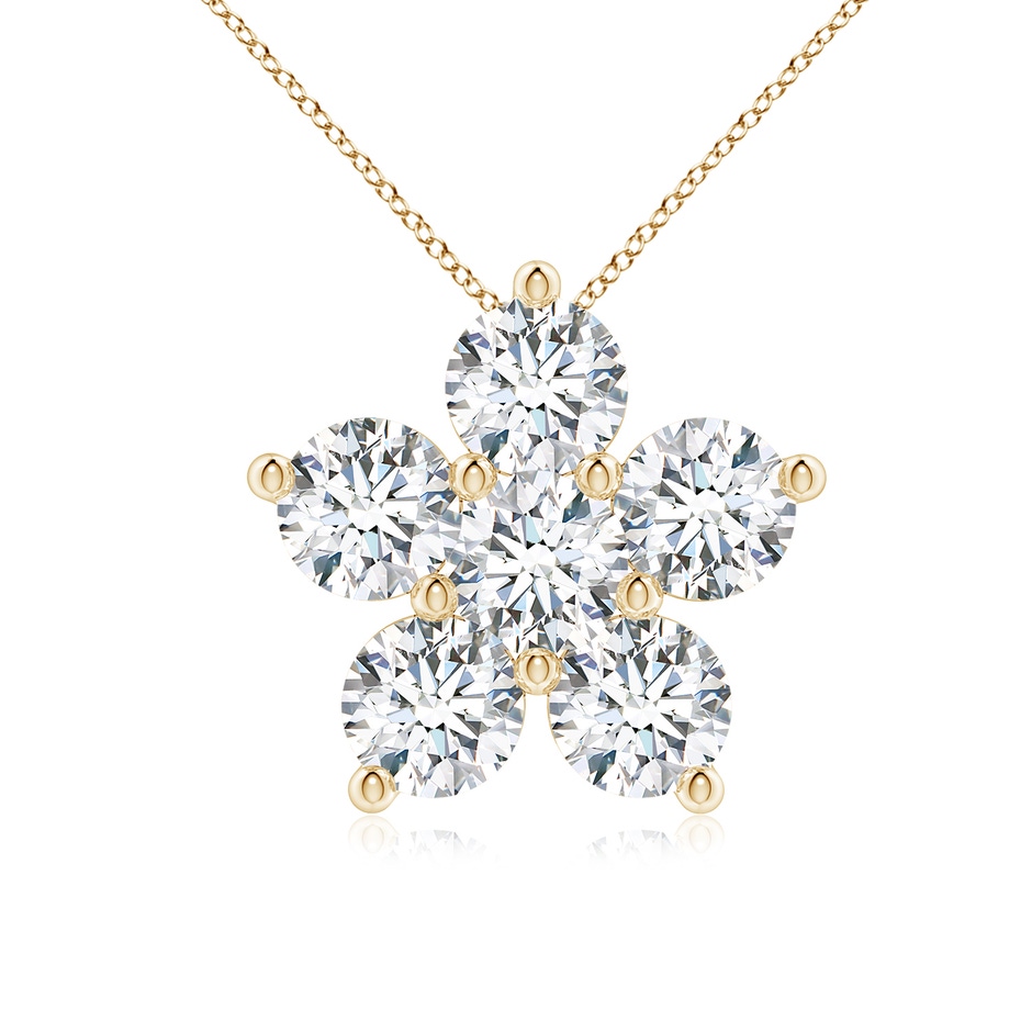 4.5mm FGVS Round Lab-Grown Diamond Floral Cluster Pendant in Yellow Gold 