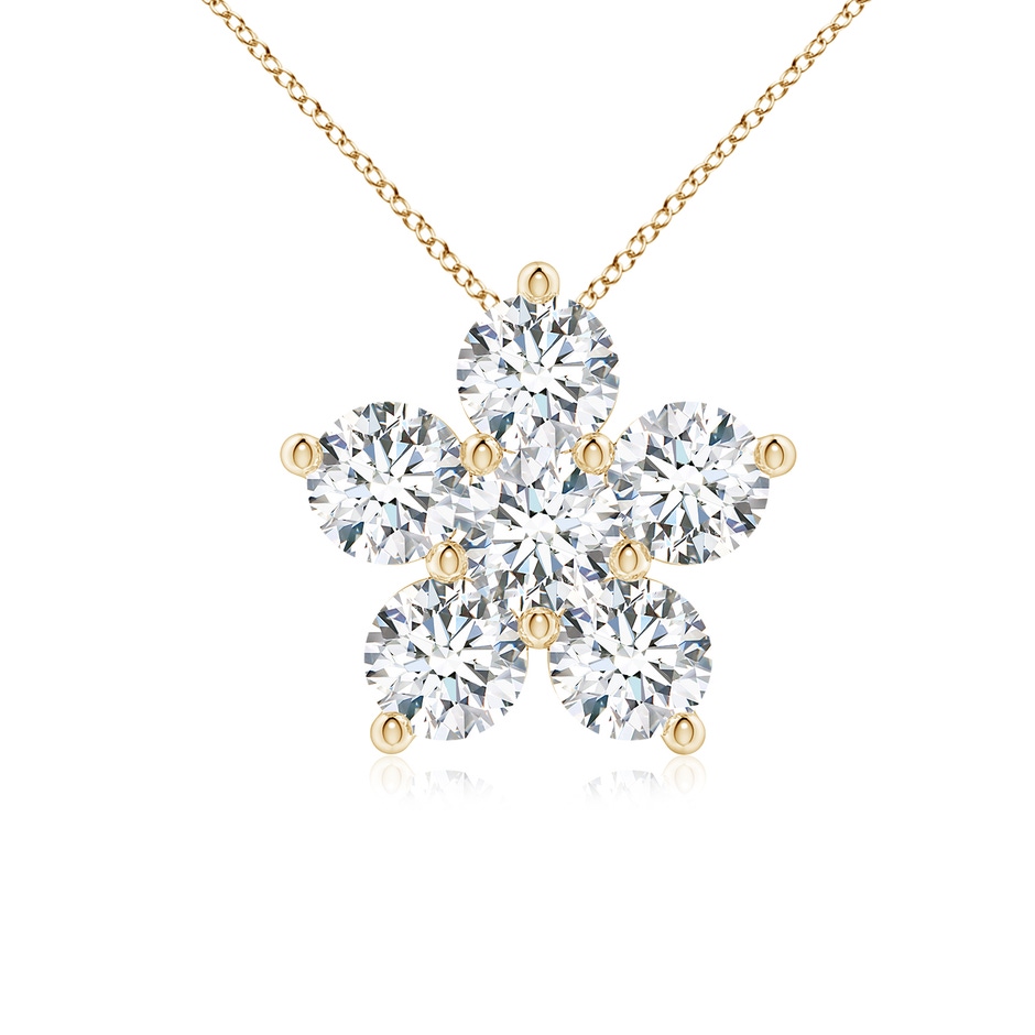 4mm FGVS Round Lab-Grown Diamond Floral Clustre Pendant in 9K Yellow Gold 