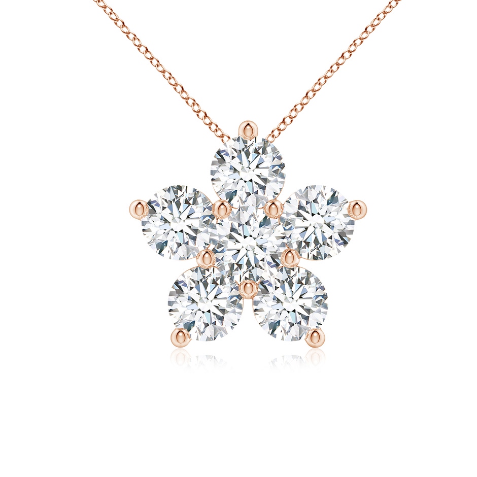 4mm FGVS Round Lab-Grown Diamond Floral Cluster Pendant in Rose Gold 
