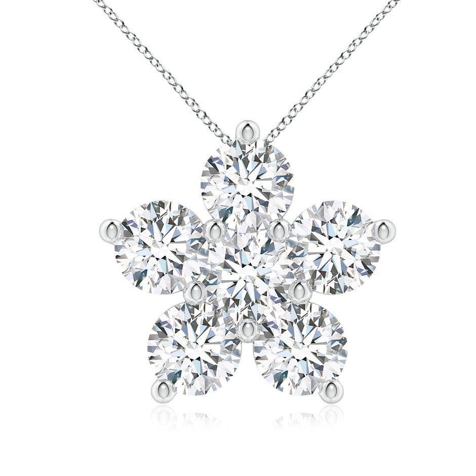 5.1mm FGVS Round Lab-Grown Diamond Floral Cluster Pendant in 18K White Gold 