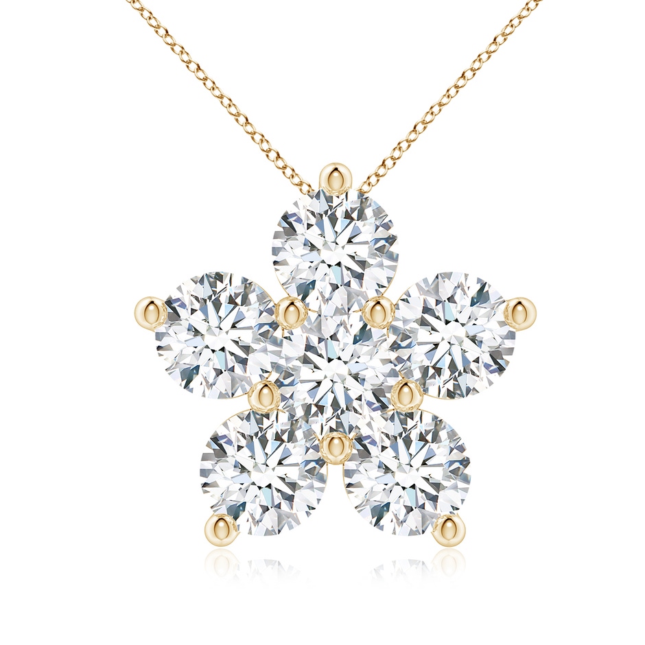 5.1mm FGVS Round Lab-Grown Diamond Floral Cluster Pendant in 18K Yellow Gold 