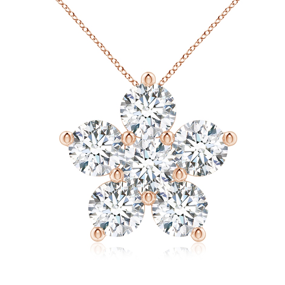 5.1mm FGVS Round Lab-Grown Diamond Floral Cluster Pendant in Rose Gold 