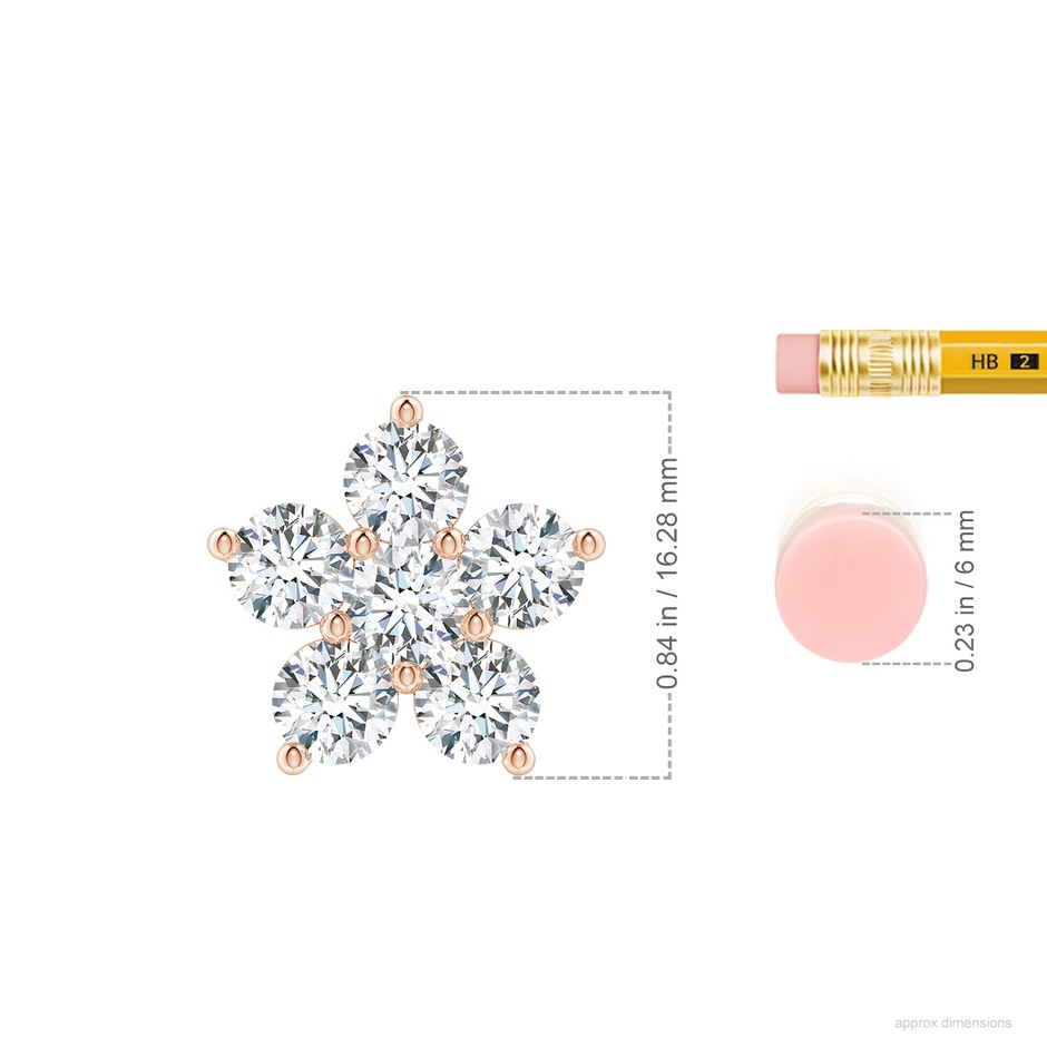 5.1mm FGVS Round Lab-Grown Diamond Floral Cluster Pendant in Rose Gold ruler
