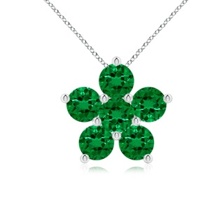 4mm Labgrown Round Lab-Grown Emerald Floral Clustre Pendant in P950 Platinum