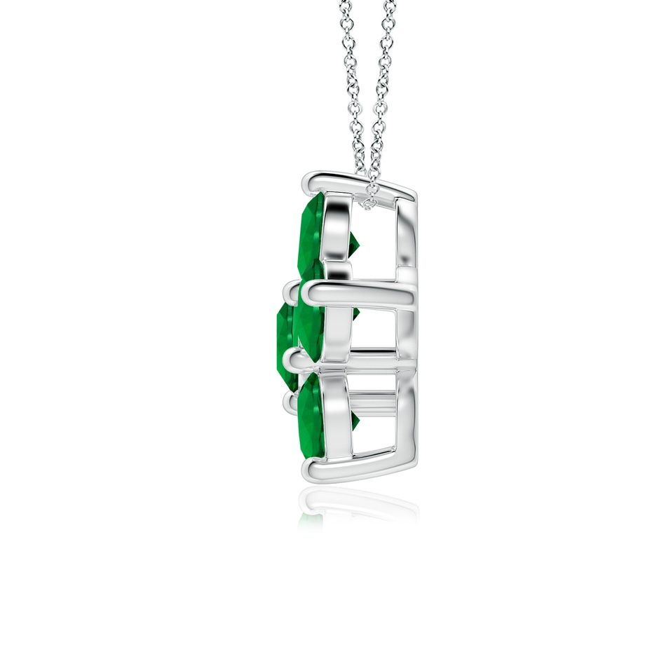 4mm Labgrown Round Lab-Grown Emerald Floral Clustre Pendant in White Gold side 199