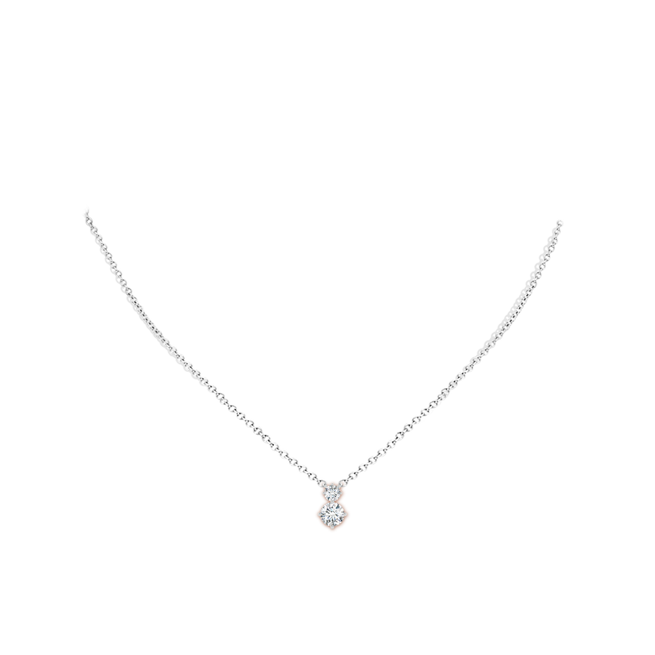 5.9mm FGVS Round Lab-Grown Diamond Two Stone Pendant in 18K White Gold pen