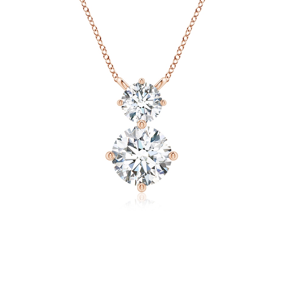 5.9mm FGVS Round Lab-Grown Diamond Two Stone Pendant in Rose Gold 