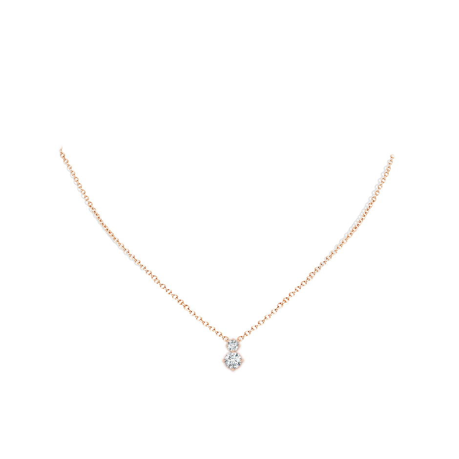 5.9mm FGVS Round Lab-Grown Diamond Two Stone Pendant in Rose Gold pen