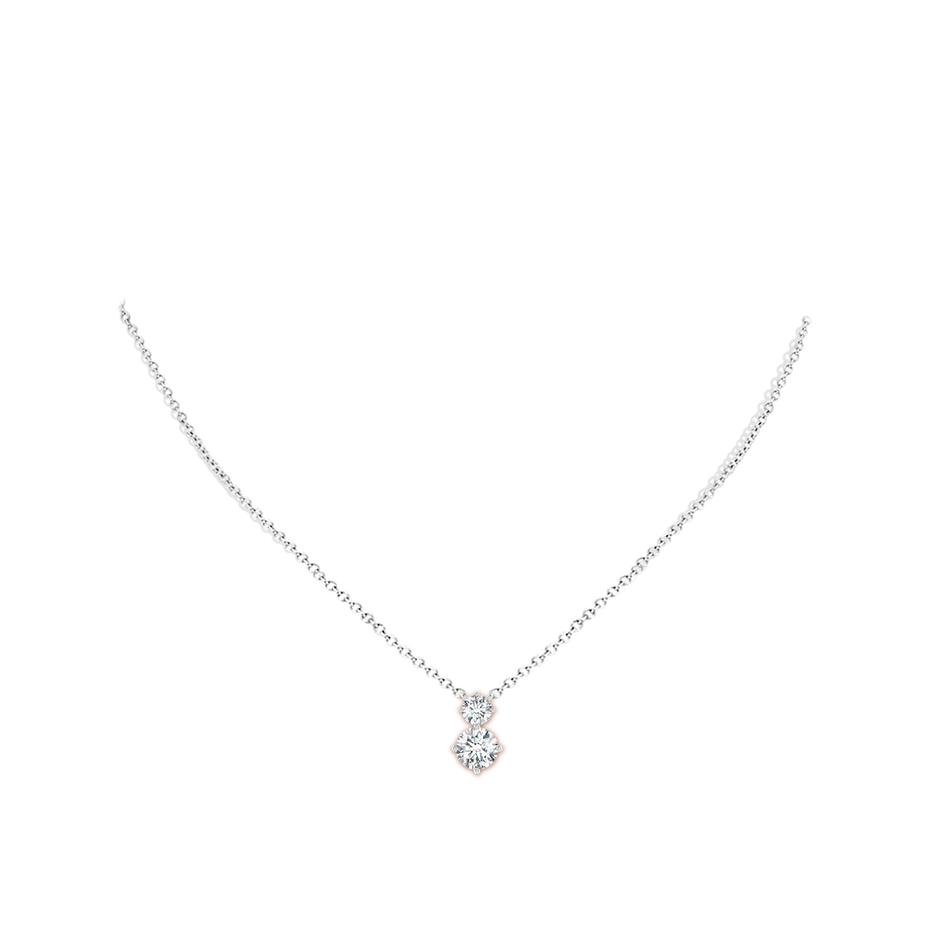7.4mm FGVS Round Lab-Grown Diamond Two Stone Pendant in White Gold pen
