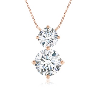 8mm FGVS Round Lab-Grown Diamond Two Stone Pendant in 18K Rose Gold
