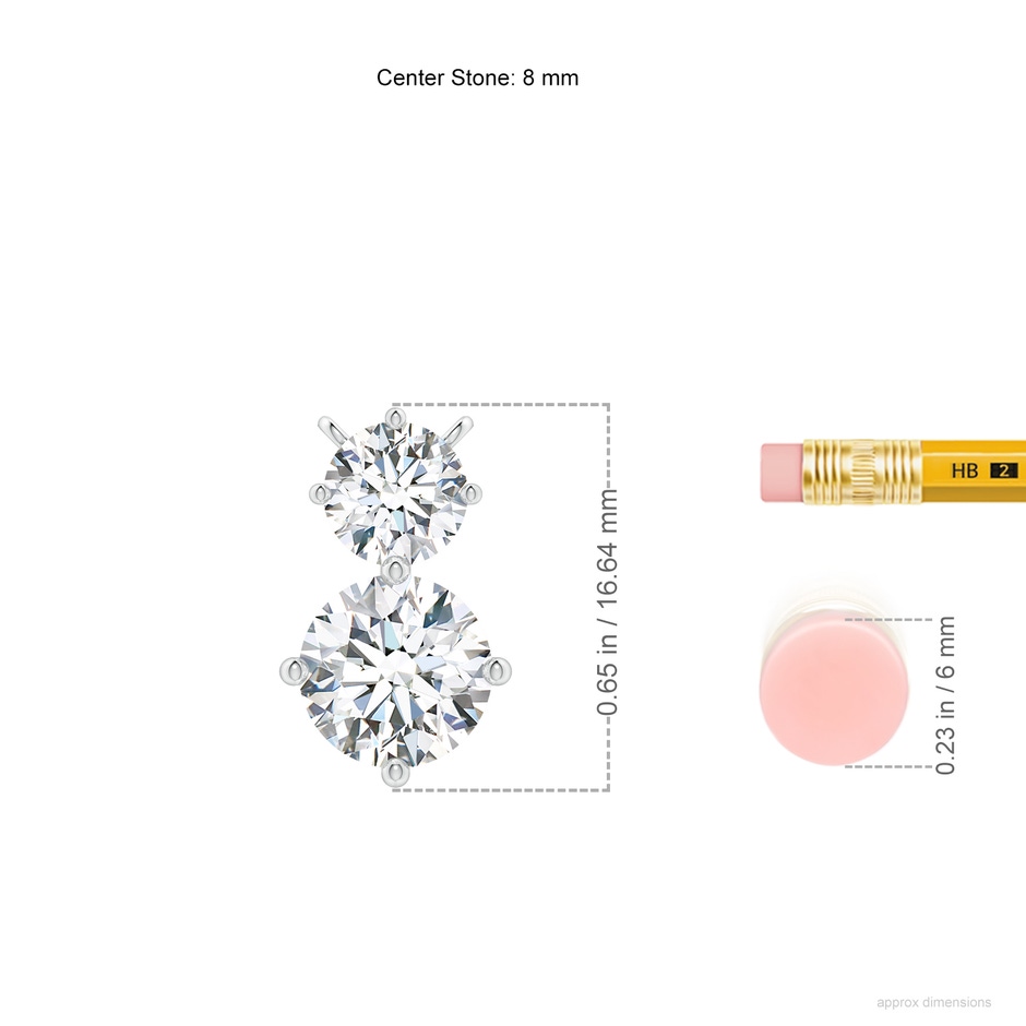 8mm FGVS Round Lab-Grown Diamond Two Stone Pendant in P950 Platinum ruler