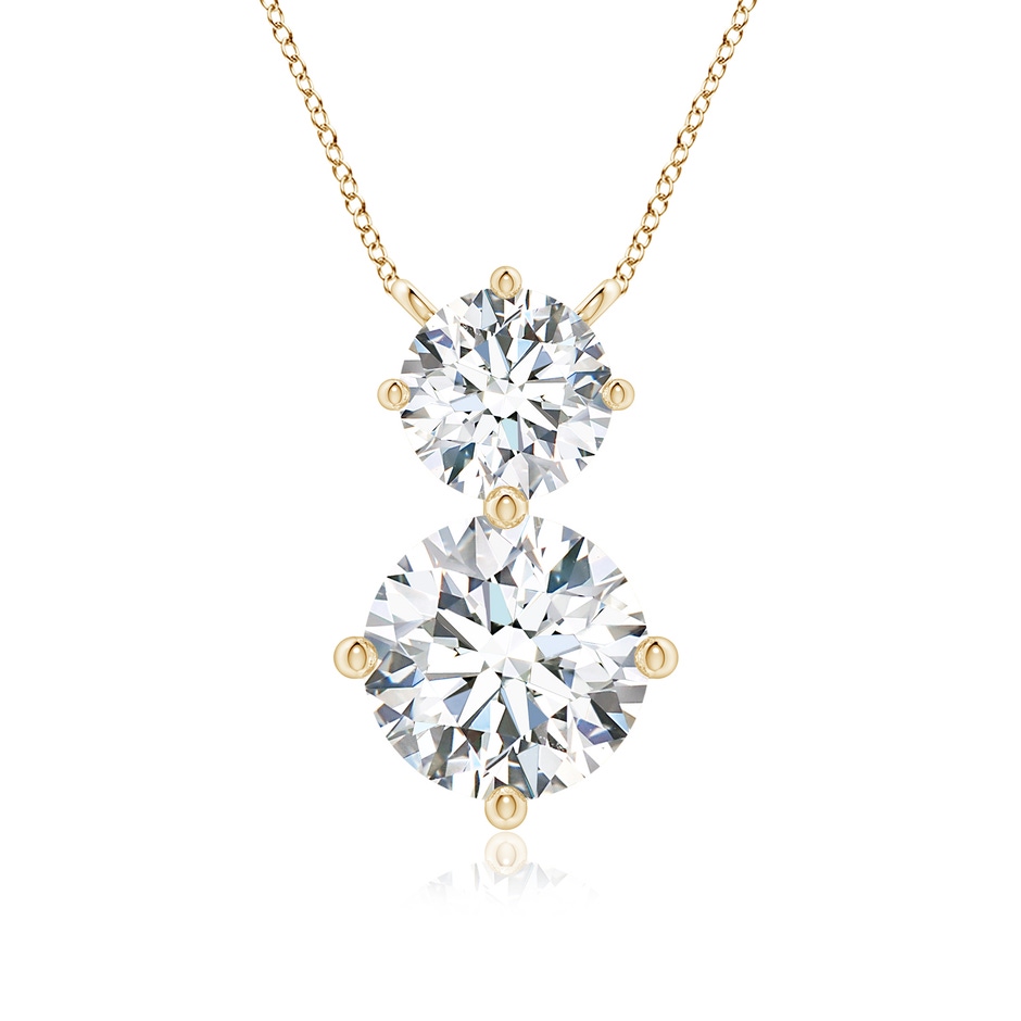 8mm FGVS Round Lab-Grown Diamond Two Stone Pendant in Yellow Gold 