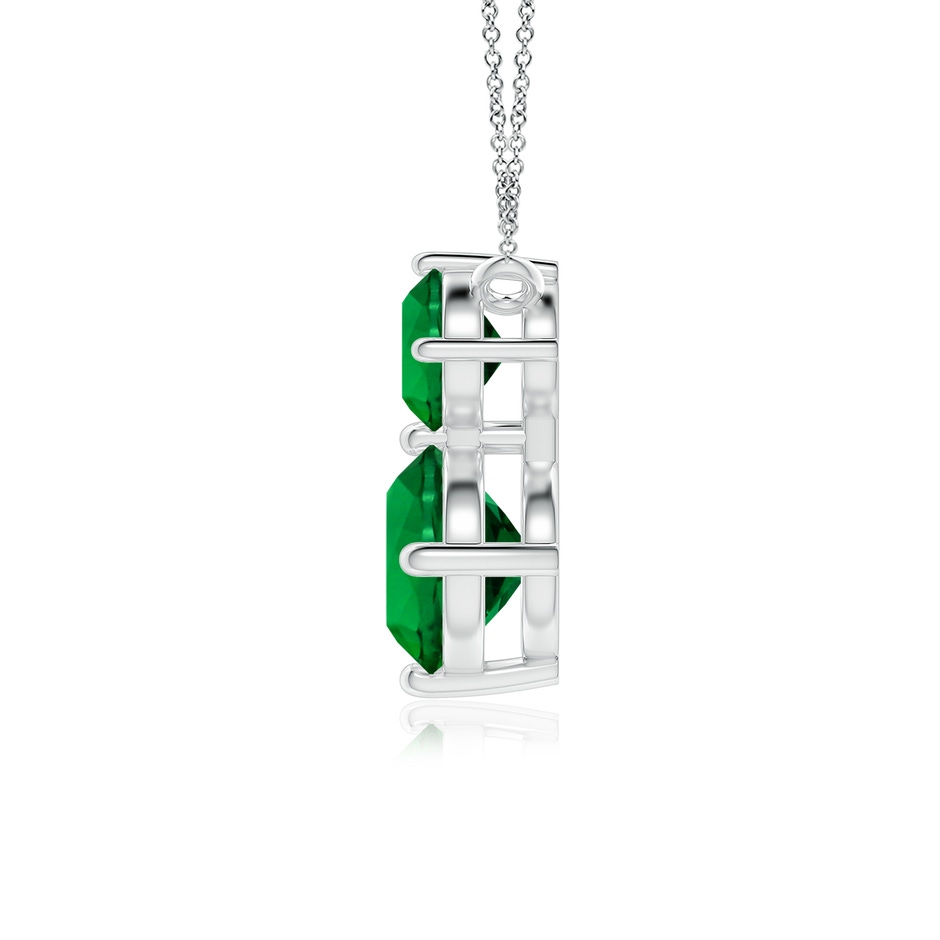 7mm Labgrown Round Lab-Grown Emerald Two Stone Pendant in White Gold Side 199