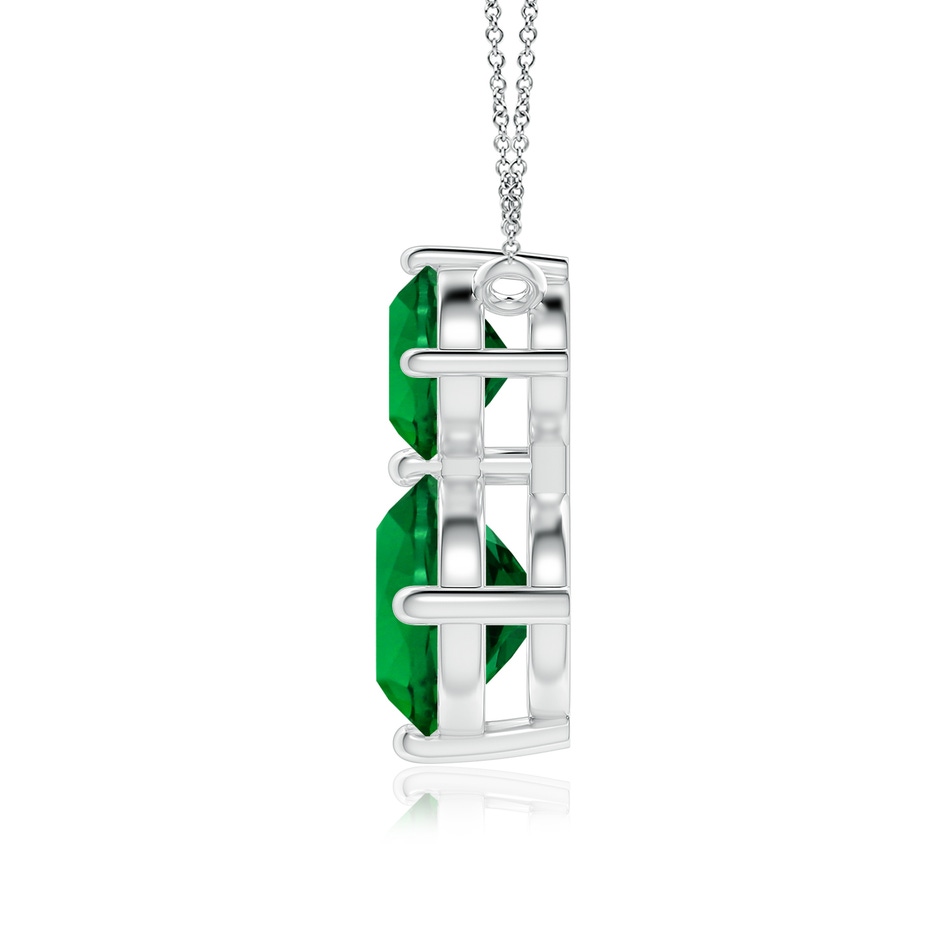 8mm Labgrown Round Lab-Grown Emerald Two Stone Pendant in White Gold Side 199