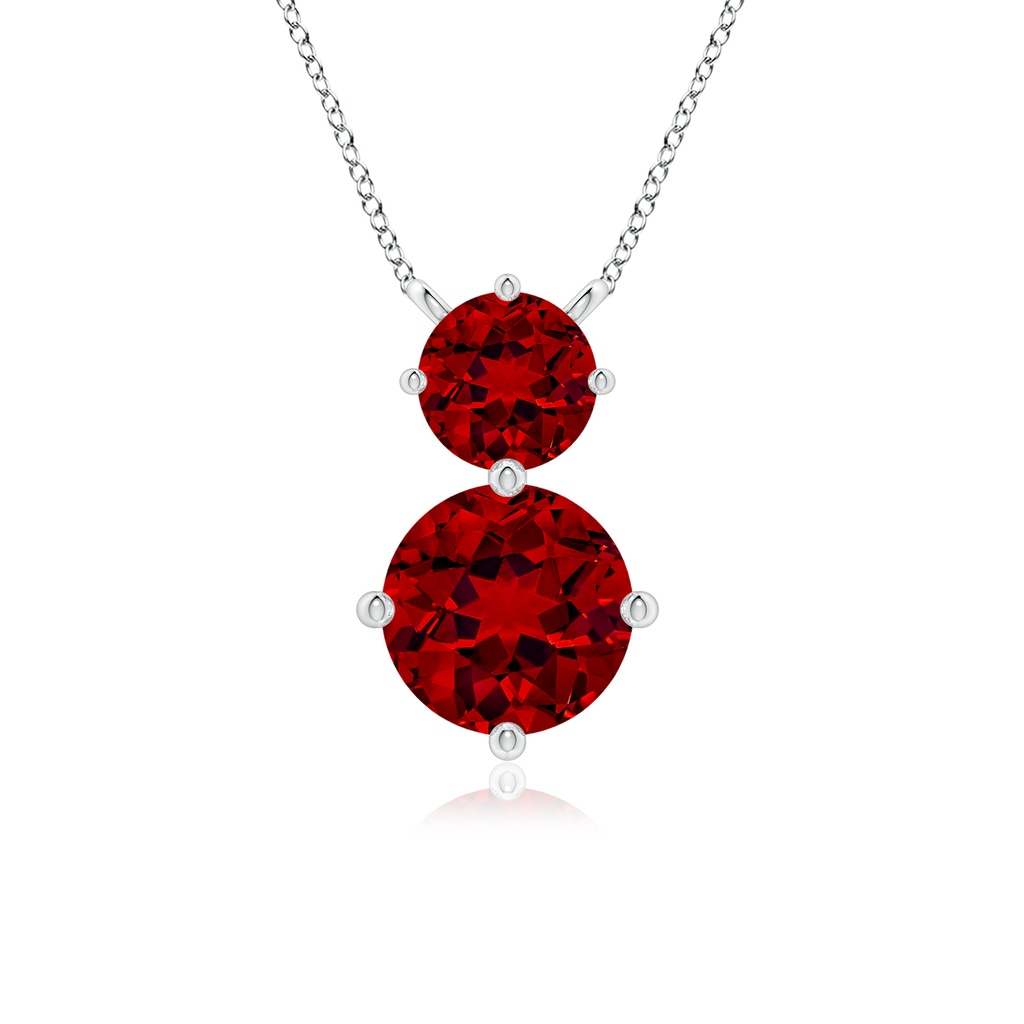 7mm Labgrown Round Lab-Grown Ruby Two Stone Pendant in P950 Platinum