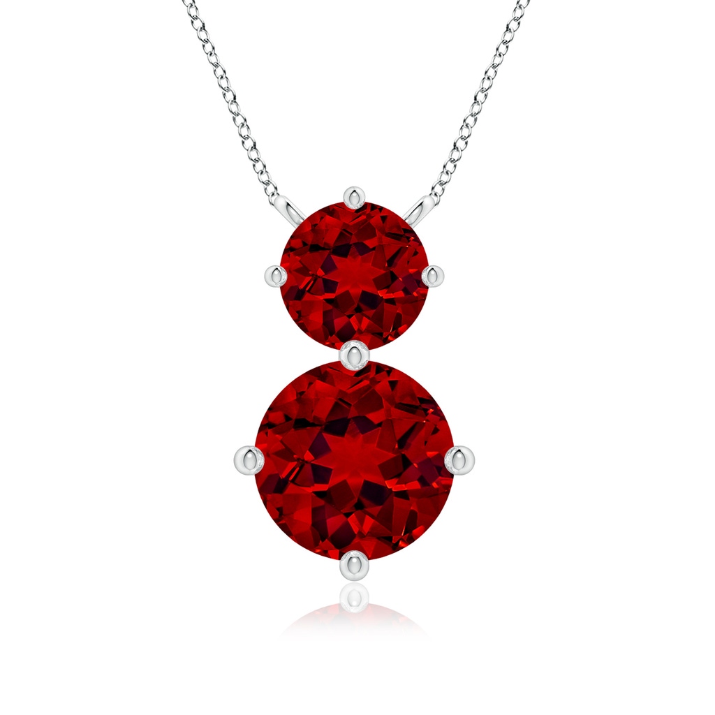 8mm Labgrown Round Lab-Grown Ruby Two Stone Pendant in White Gold