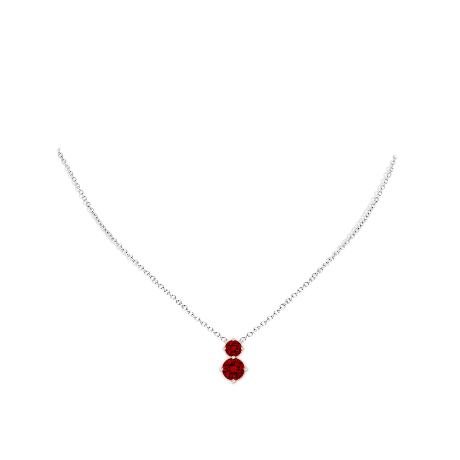 8mm Labgrown Round Lab-Grown Ruby Two Stone Pendant in White Gold pen