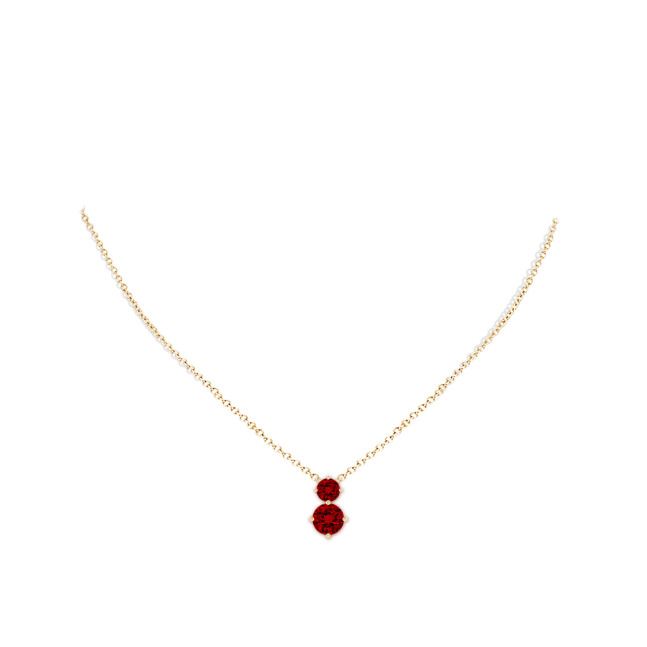 8mm Labgrown Round Lab-Grown Ruby Two Stone Pendant in Yellow Gold pen