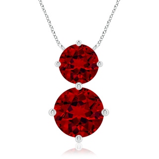 9mm Labgrown Round Lab-Grown Ruby Two Stone Pendant in P950 Platinum