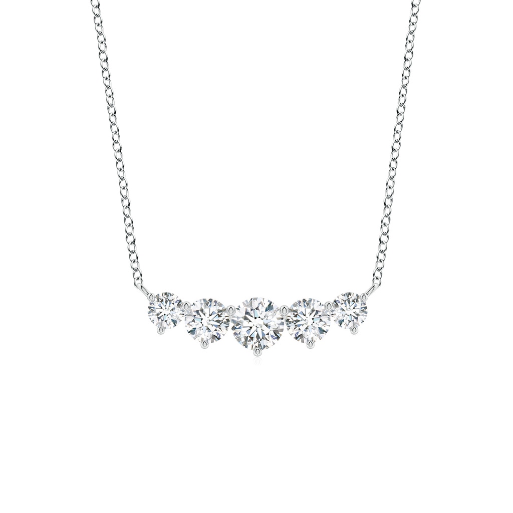 5.1mm FGVS Graduated Five Stone Round Lab-Grown Diamond Necklace in White Gold