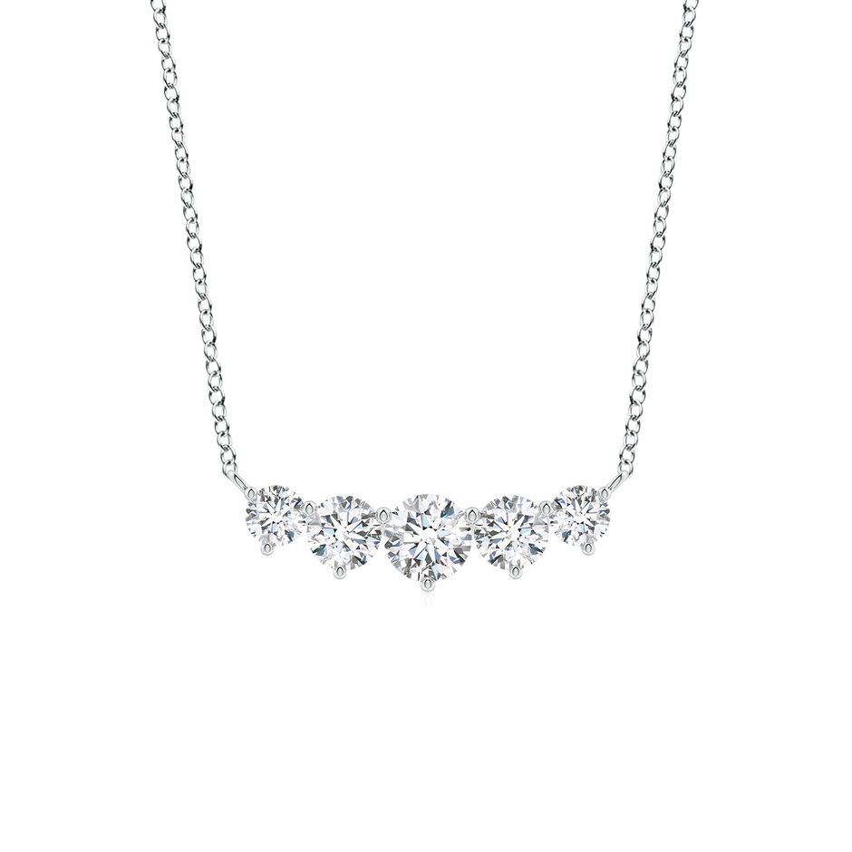 5.1mm FGVS Graduated Five Stone Round Lab-Grown Diamond Necklace in White Gold 