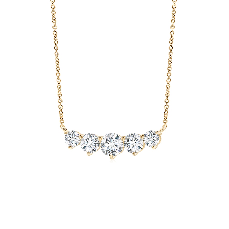 5.1mm FGVS Graduated Five Stone Round Lab-Grown Diamond Necklace in Yellow Gold side 199