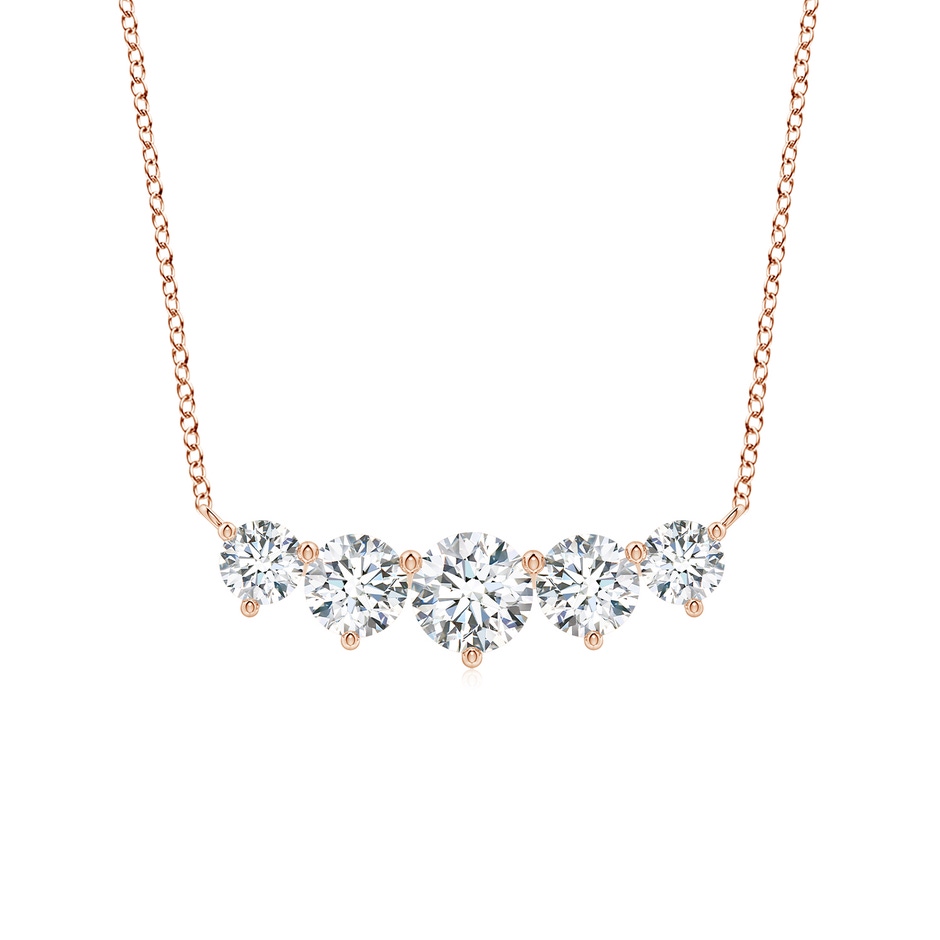 6.4mm FGVS Graduated Five Stone Round Lab-Grown Diamond Necklace in Rose Gold 